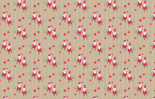 Winter, texture, Christmas, red, New year, Santa Claus, stars, figures