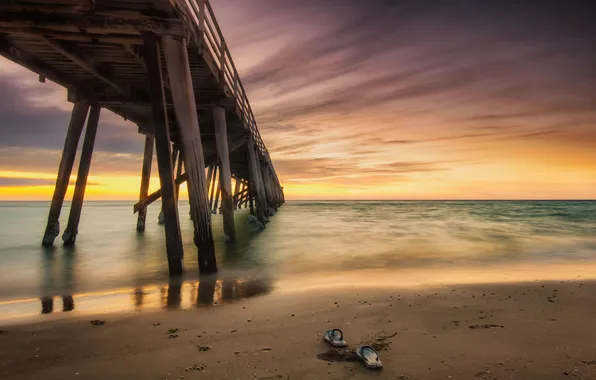 Sand, beach, the ocean, dawn, pierce, Slippers