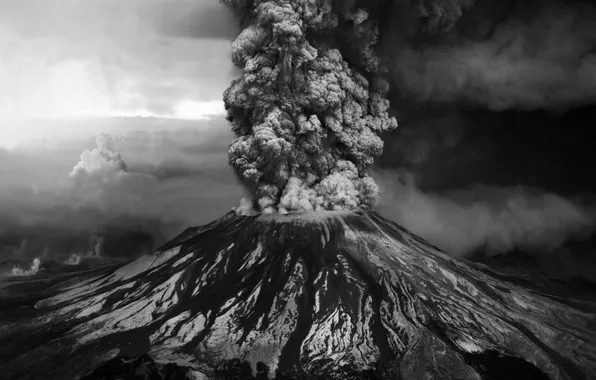 The volcano, The eruption, Ash, A Column Of Ash