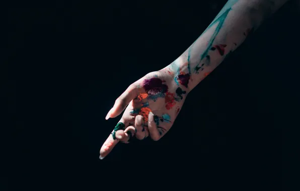 Background, paint, hand, palm, black background