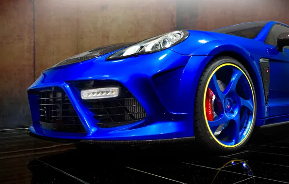 Picture machine, blue, lights, tuning, Porsche, Panamera, drives, the front