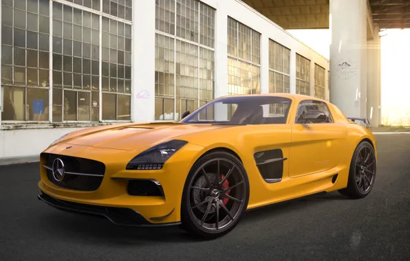 Mercedes-Benz, Auto, Yellow, Machine, Mercedes, SLS AMG, AMG, Rendering