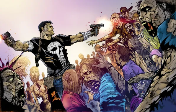Zombies, crossover, the Punisher, The Walking Dead, The walking dead, punisher, Frank Castle