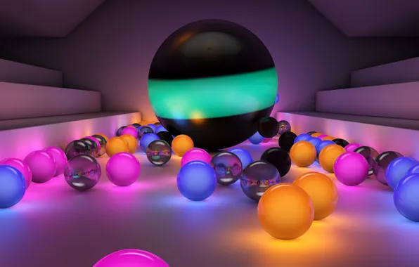 Balls, Colorful, glowing