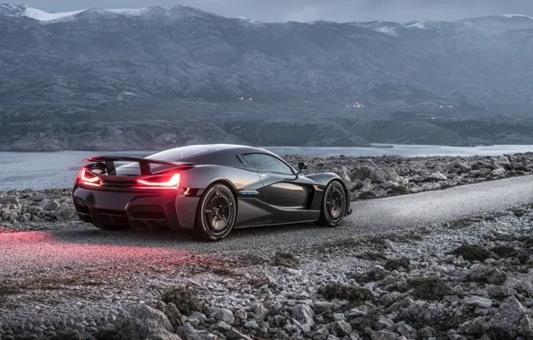 Lights, supercar, 2018, Rimac, electric car, C-Two