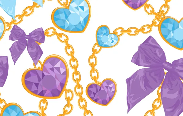 Hearts, Background, Chain, Texture