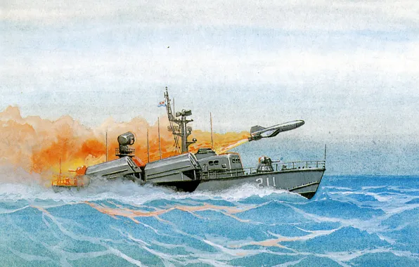 Picture figure, large, missiles, art, boat, watercolor, exercises, start