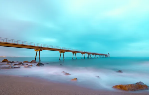 Sea, the sky, clouds, shore, pierce
