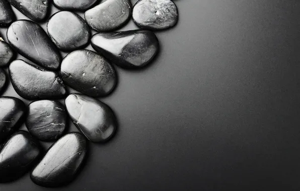 Macro, stones, black, large, sea, smooth