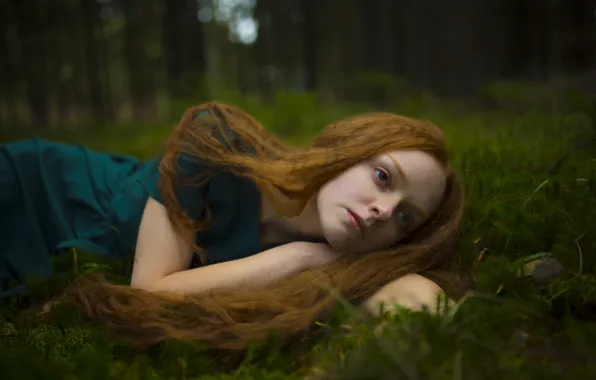 Forest, sponge, redhead, Olya, Juliana Naidenova