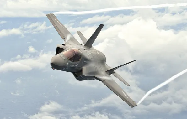 The sky, flight, fighter, cabin, bomber, F-35B, Lockheed Martin