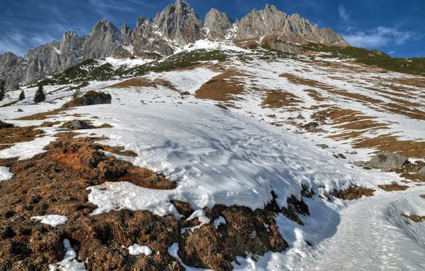 Picture snow, mountains, nature, Austria, Salzburg, Mandlwand