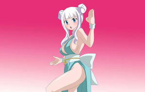 Girl, sexy, cleavage, long hair, dress, boobs, anime, blue eyes