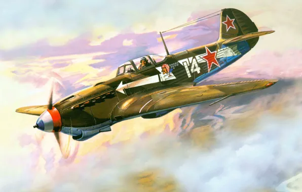 The plane, fighter, art, USSR, BBC, WWII, OKB, name
