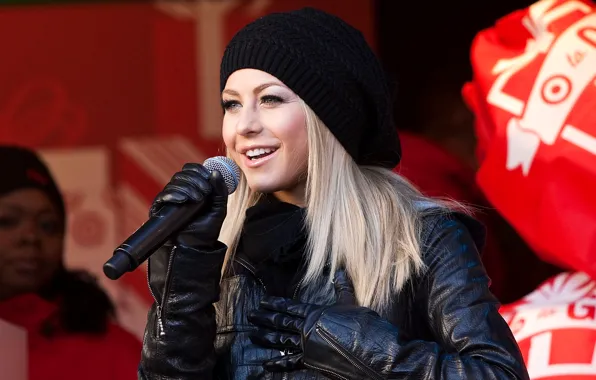 Blonde, microphone, singer, takes, dancer, Julianne Hough
