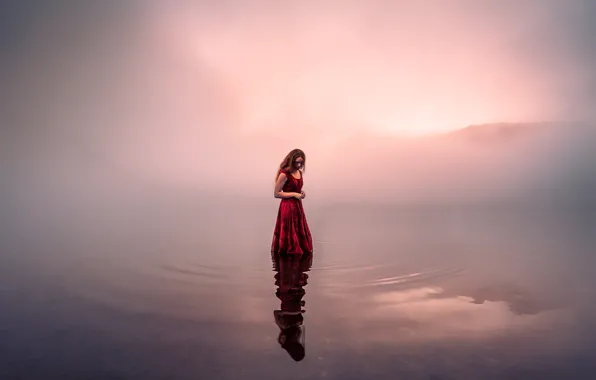 Picture water, girl, fog, morning, Lizzy Gadd