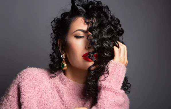 Picture model, hair, brunette, sweater