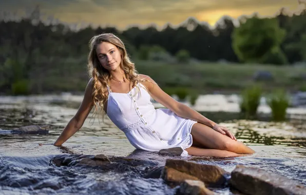 Picture summer, girl, river