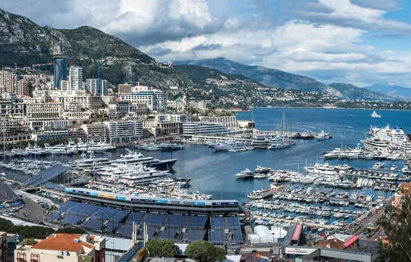 Home, Mountains, Yacht, Panorama, Europe, Monaco, Piers