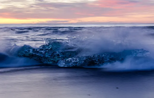 Ice, sea, shore, Iceland, lump