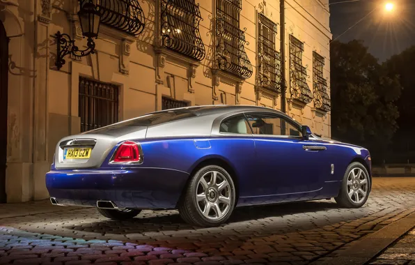 Picture night, the building, Rolls-Royce, lantern, rear view, Rolls-Royce, grid, Wraith