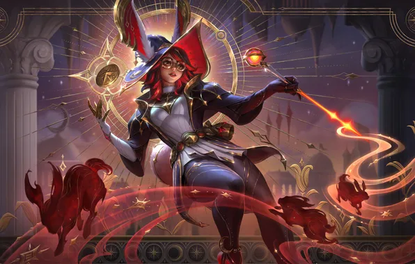 Girl, armor, rabbit, game, witchcraft, Aurora, characters, League of Legends