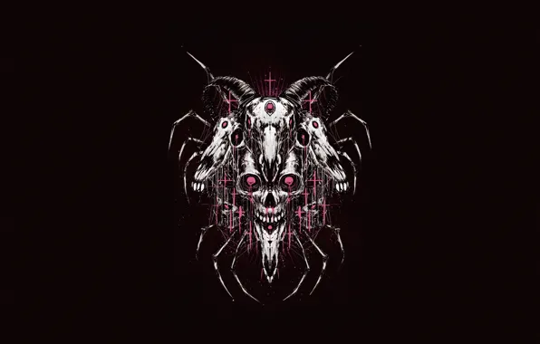 Minimalism, Skull, Style, Background, Horns, Art, Style, Sake