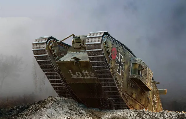 Art, tank, British, heavy, Mark IV, Trophy, The first World war