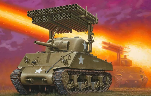Picture fire, art, tank, American, installation, for, average, Sherman