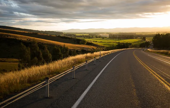 Picture road, summer, the sky, clouds