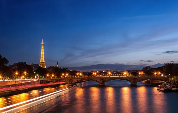 Picture water, bridge, glare, river, Paris