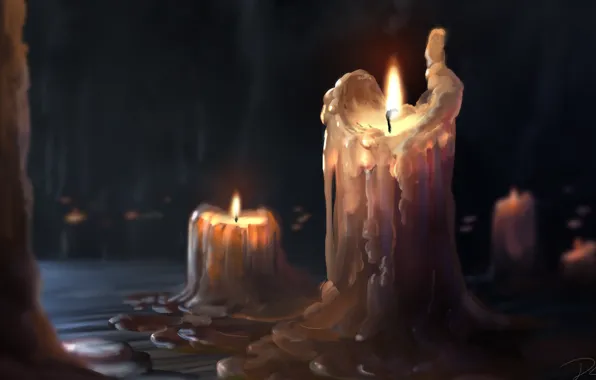 Figure, Fire, Candle, Table, Wick, Art, Candle, Denis Loebner