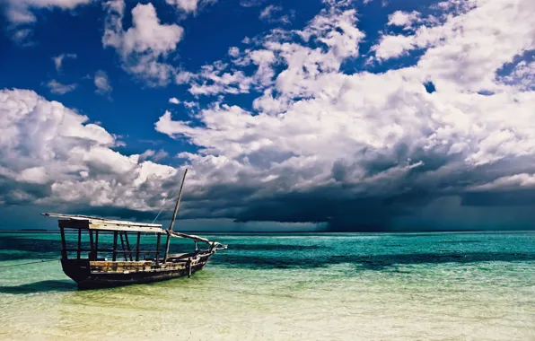 Sea, rain, boat, rain, sea, boat