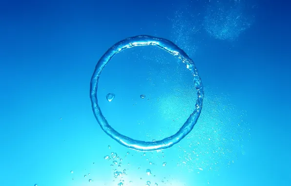 Water, blue, bubbles, round