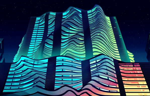 Vector, The city, Wave, Style, Curves, The building, Architecture, Art