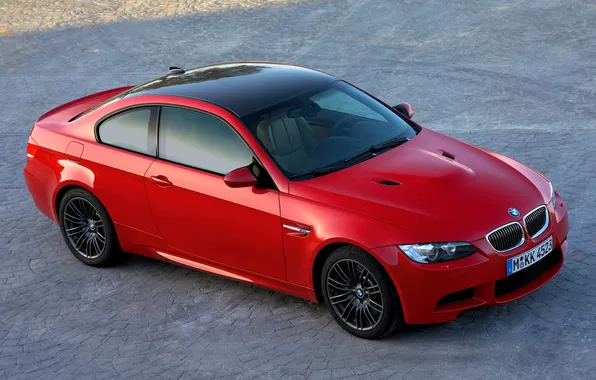 Picture Red, BMW, BMW, The hood, Pavers, Case, Sedan, Car