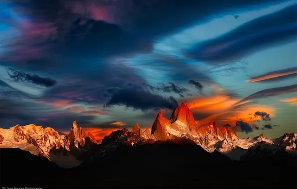 The sky, clouds, landscape, mountains, nature, dawn