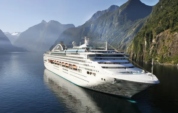 Water, rocks, ship, passenger, sun princess