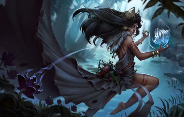 Picture forest, girl, magic, art, Illustration, Characters, by Jan Soares, Jan Soares