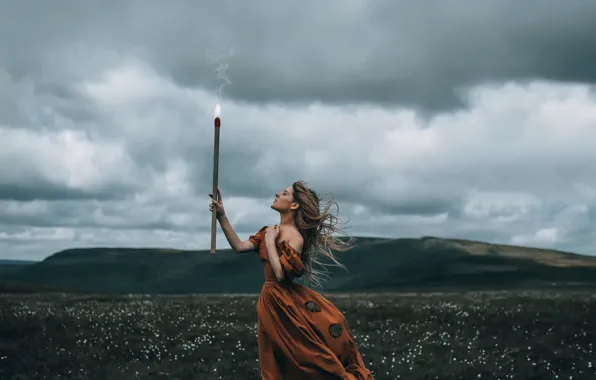 Girl, the wind, match, torch, Bird Man, Making your own light