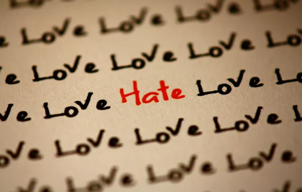 Picture the inscription, hate, love, words