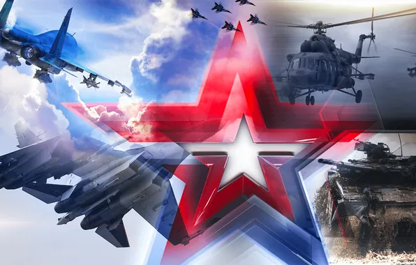 Picture star, armor, airplanes, weapons, tank, helicopters, armored vehicles