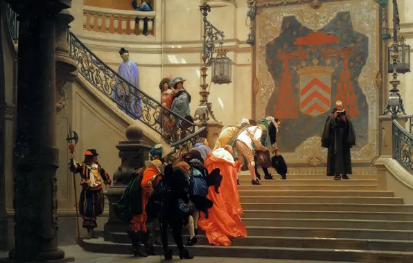 Interior, picture, history, genre, Jean-Leon Gerome, Grey Cardinal