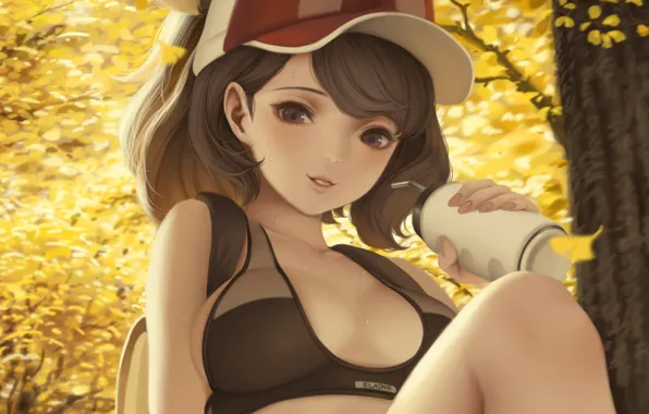 Picture beautiful, anime, Elaine, short hair, sexy, attractive, erotic, boobs