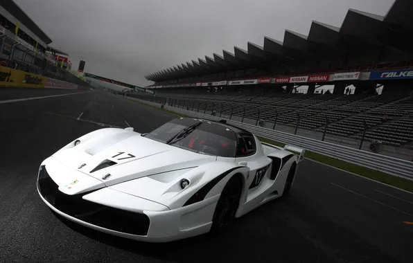 Road, sports car, ferrari, track, tribune, fxx