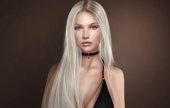 Look, face, background, blonde