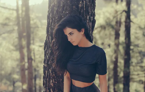 Forest, look, girl, face, tree, skirt, Mike, brunette