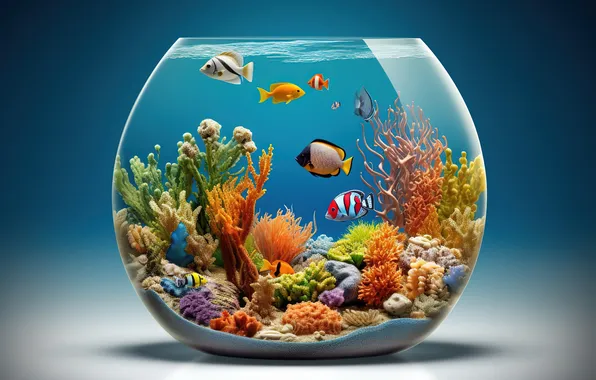 Picture fish, aquarium, colorful, corals, glass, fish, coral, aquarium