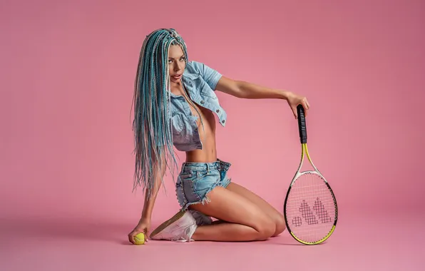 Model, look, tennis, ball, blue hair, A Diakov George