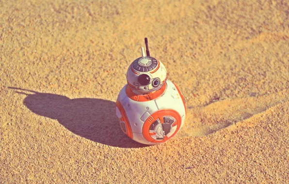 Sand, the sun, desert, shadow, Star Wars, The Force Awakens, BB-8